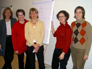 project partners Beate Blggel, Alexandra Haas and Simone Schlter with the participants Lydia Dang and Anneke Krug